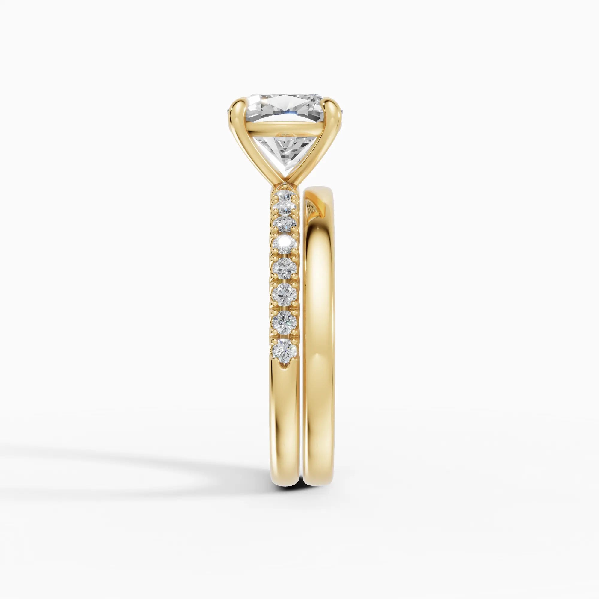 Anillo solitario corte cojín medio pavé | Promise