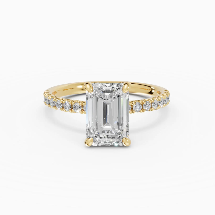 Anillo solitario corte esmeralda medio pavé | Divine — foto 1