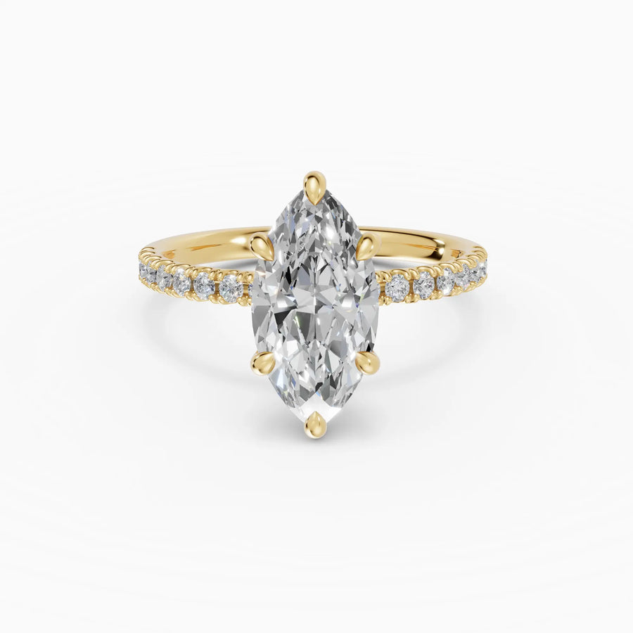 Anillo solitario corte marquesa medio pavé | Serenity — foto 1