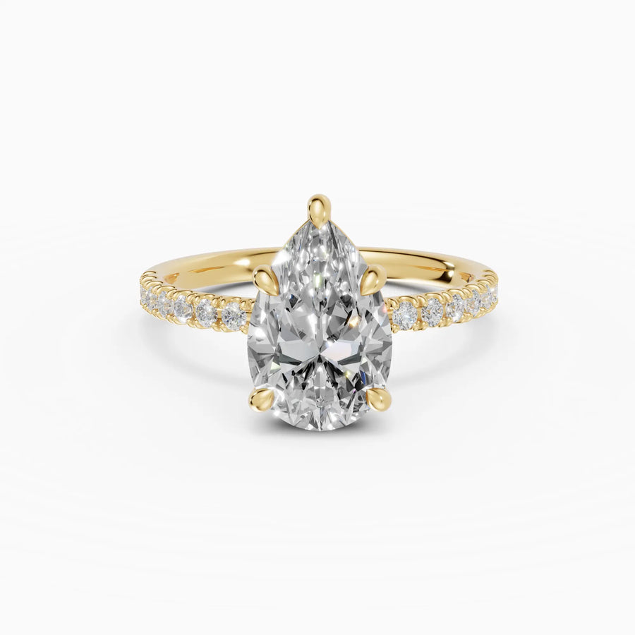Anillo solitario corte pera medio pavé | Amour — foto 1