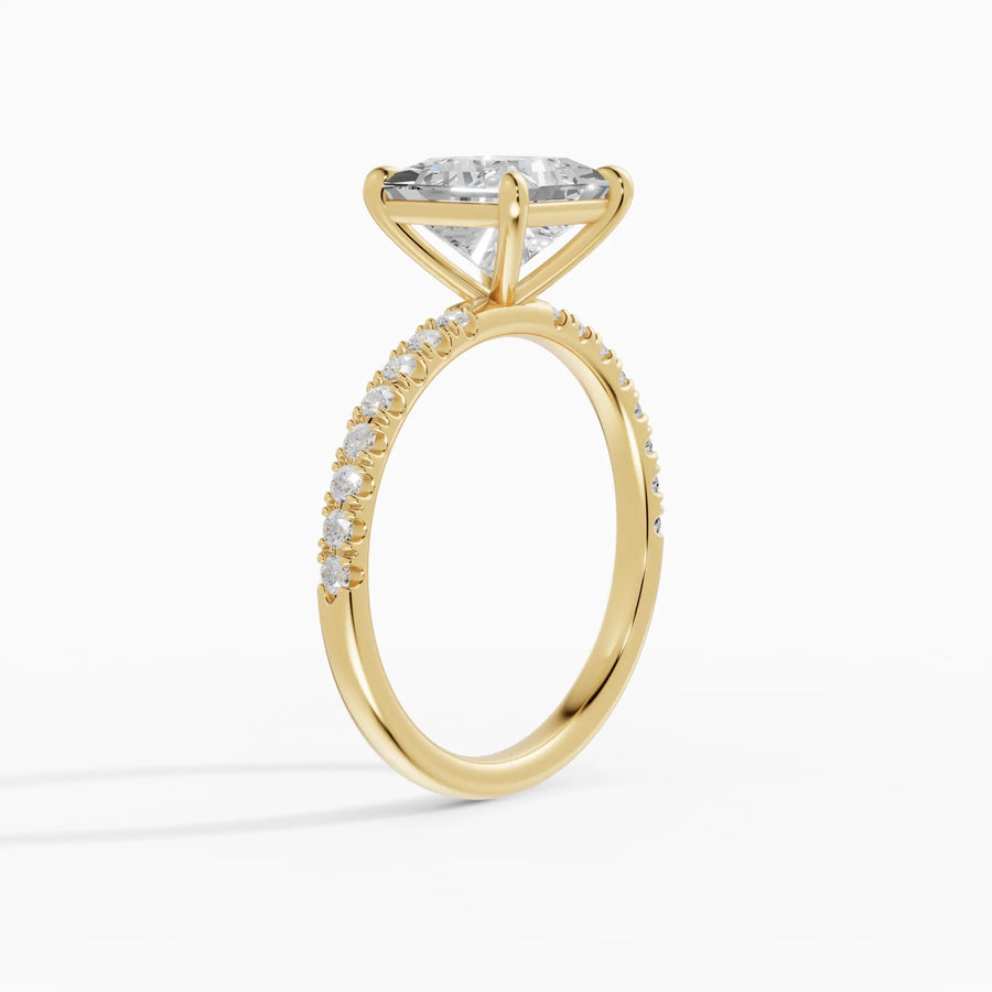 Anillo solitario corte princesa medio pavé | Élysée — foto 2