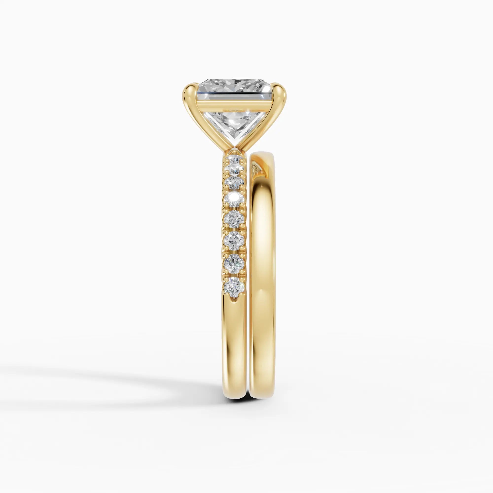 Anillo solitario corte princesa medio pavé | Élysée