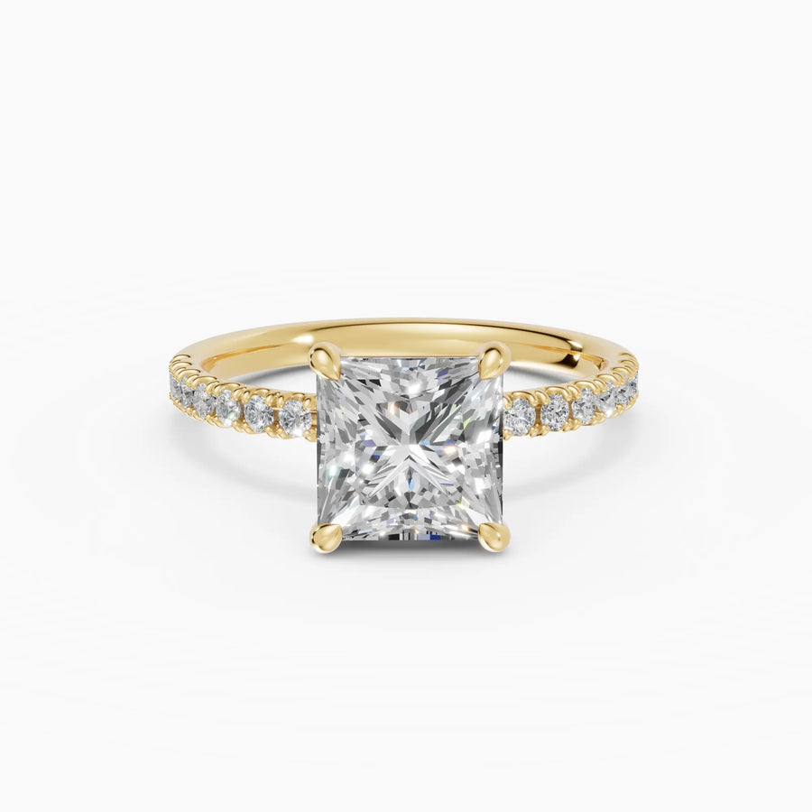 Anillo solitario corte princesa medio pavé | Élysée — foto 1