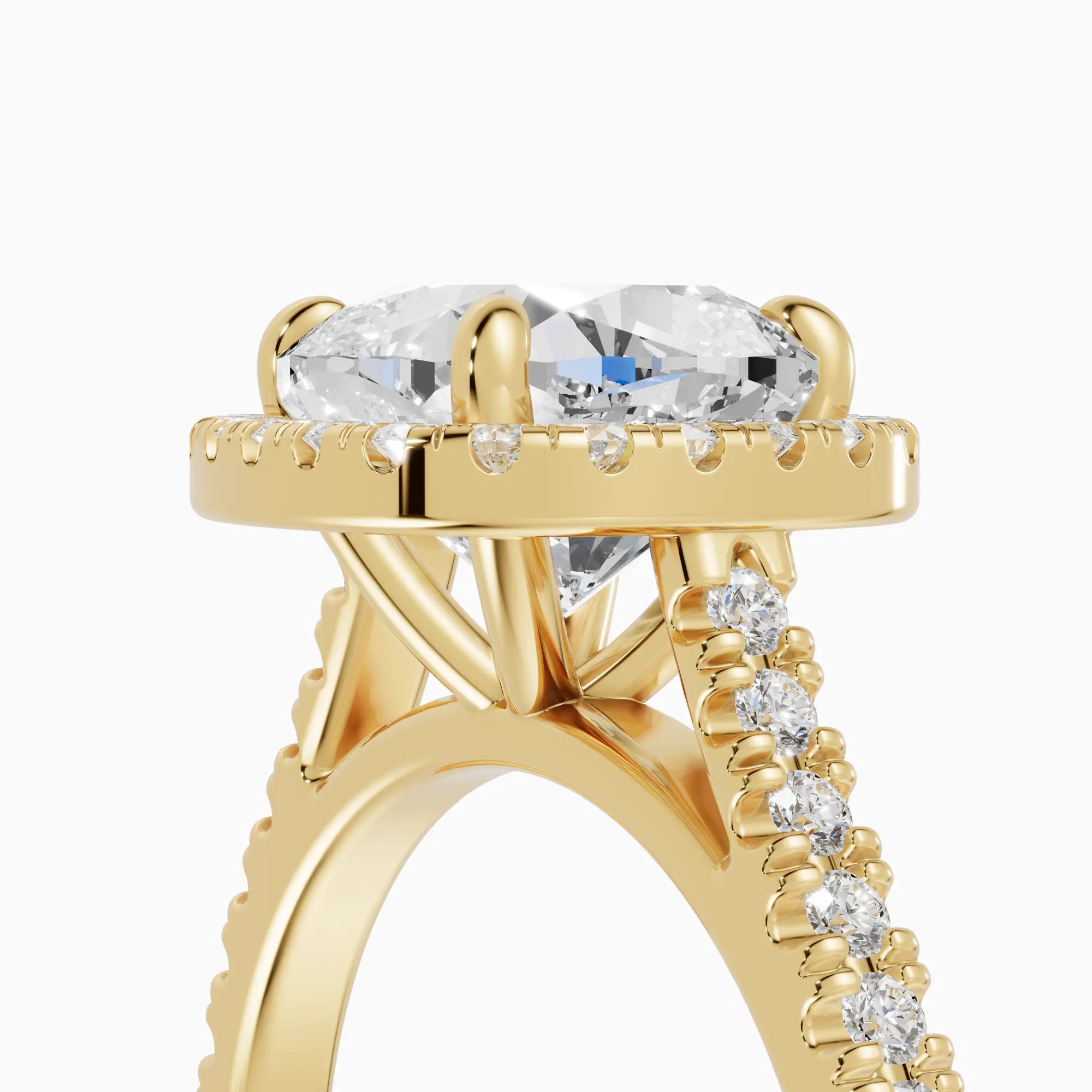 Anillo halo cojín con catedral | Aura
