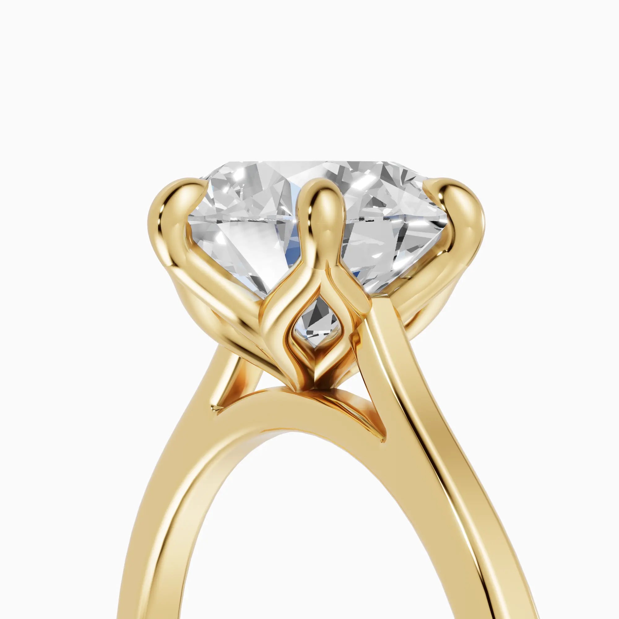 Anillo solitario brillante engaste floral | Opéra