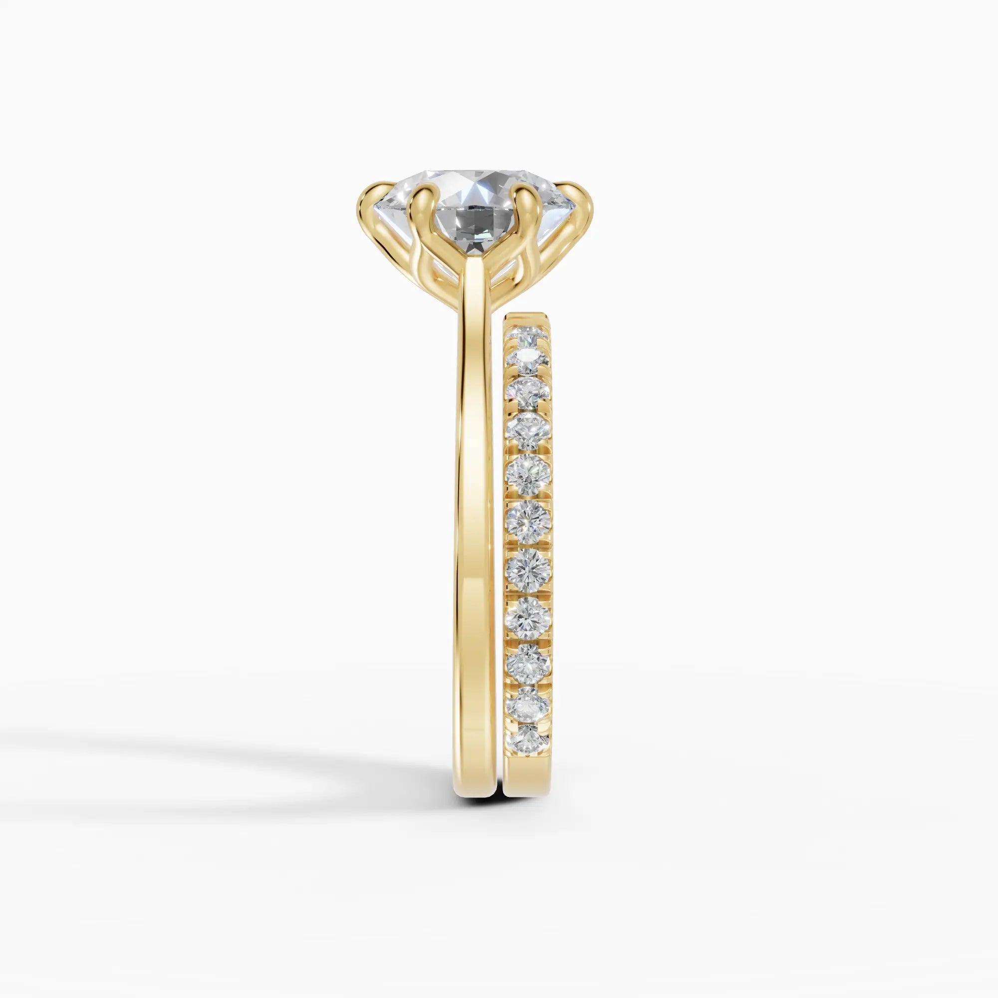 Anillo solitario brillante engaste floral | Opéra