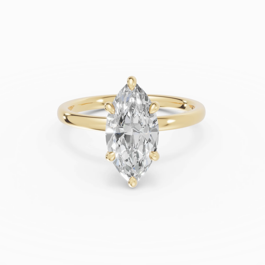 Anillo solitario halo escondido marquesa | Aurum — foto 1