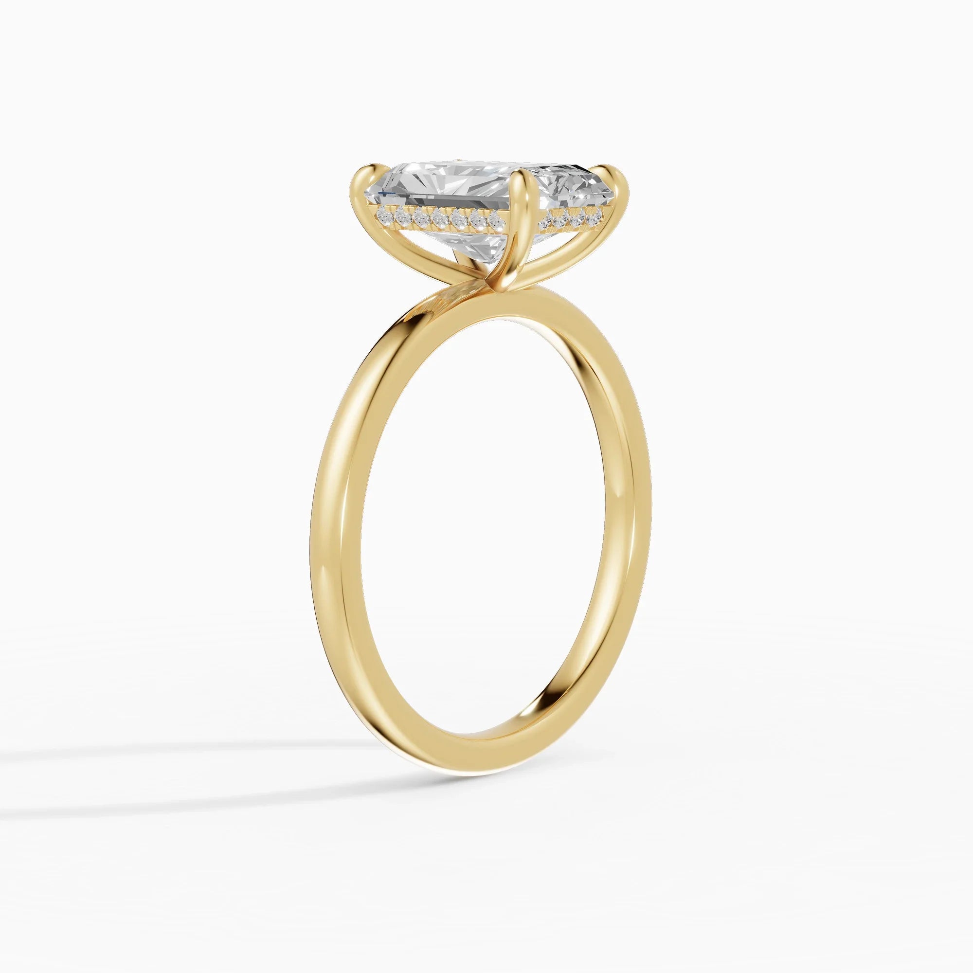 Anillo solitario halo escondido radiante | Grand