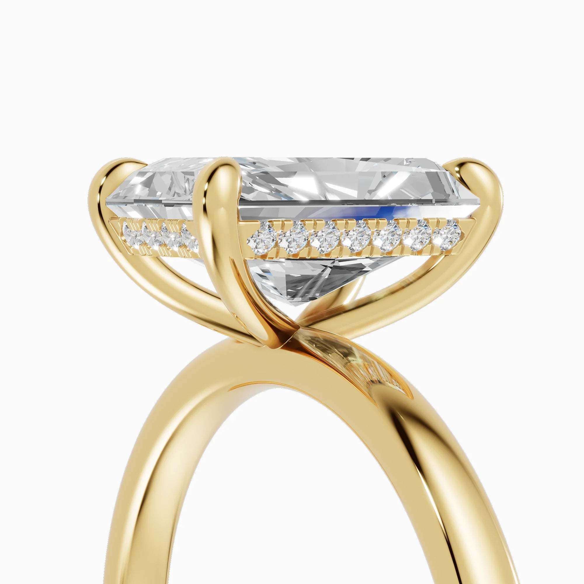 Anillo solitario halo escondido radiante | Grand