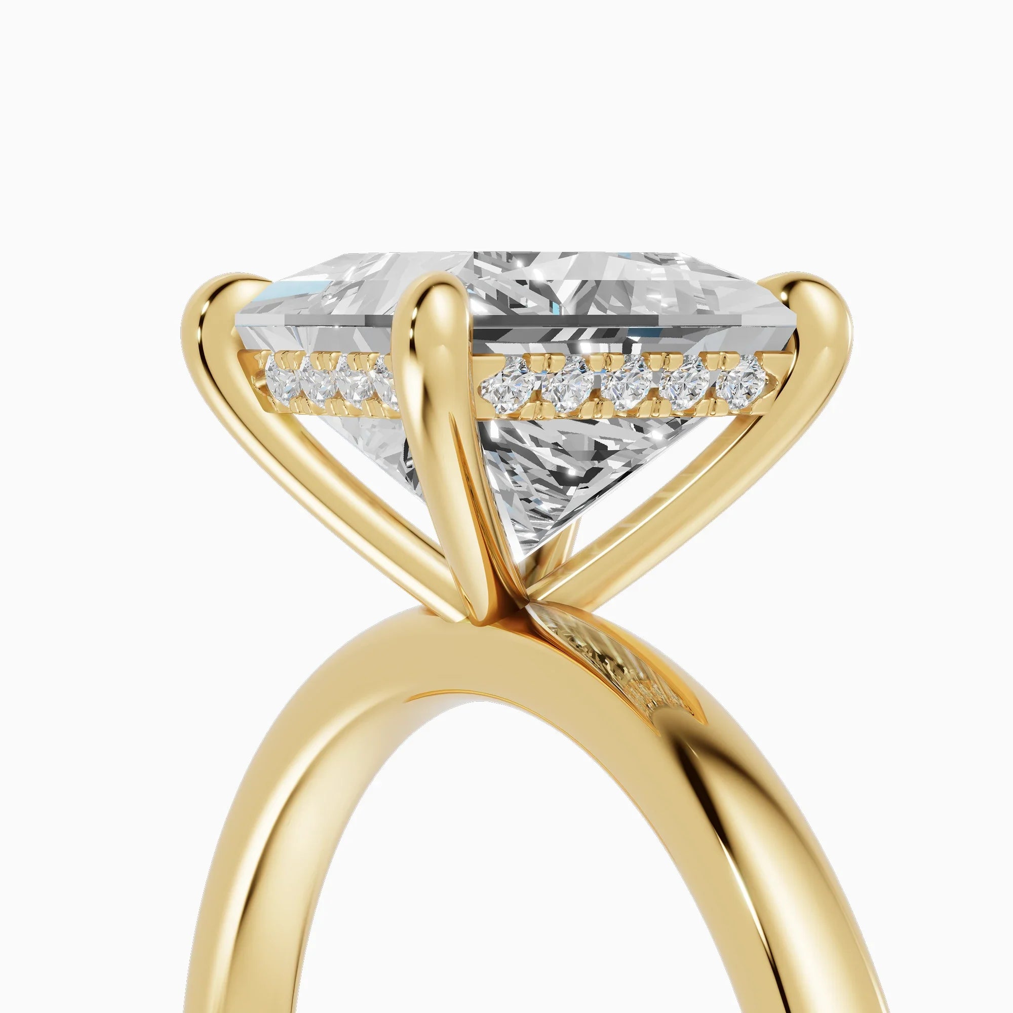 Anillo solitario halo escondido princesa | Pureté
