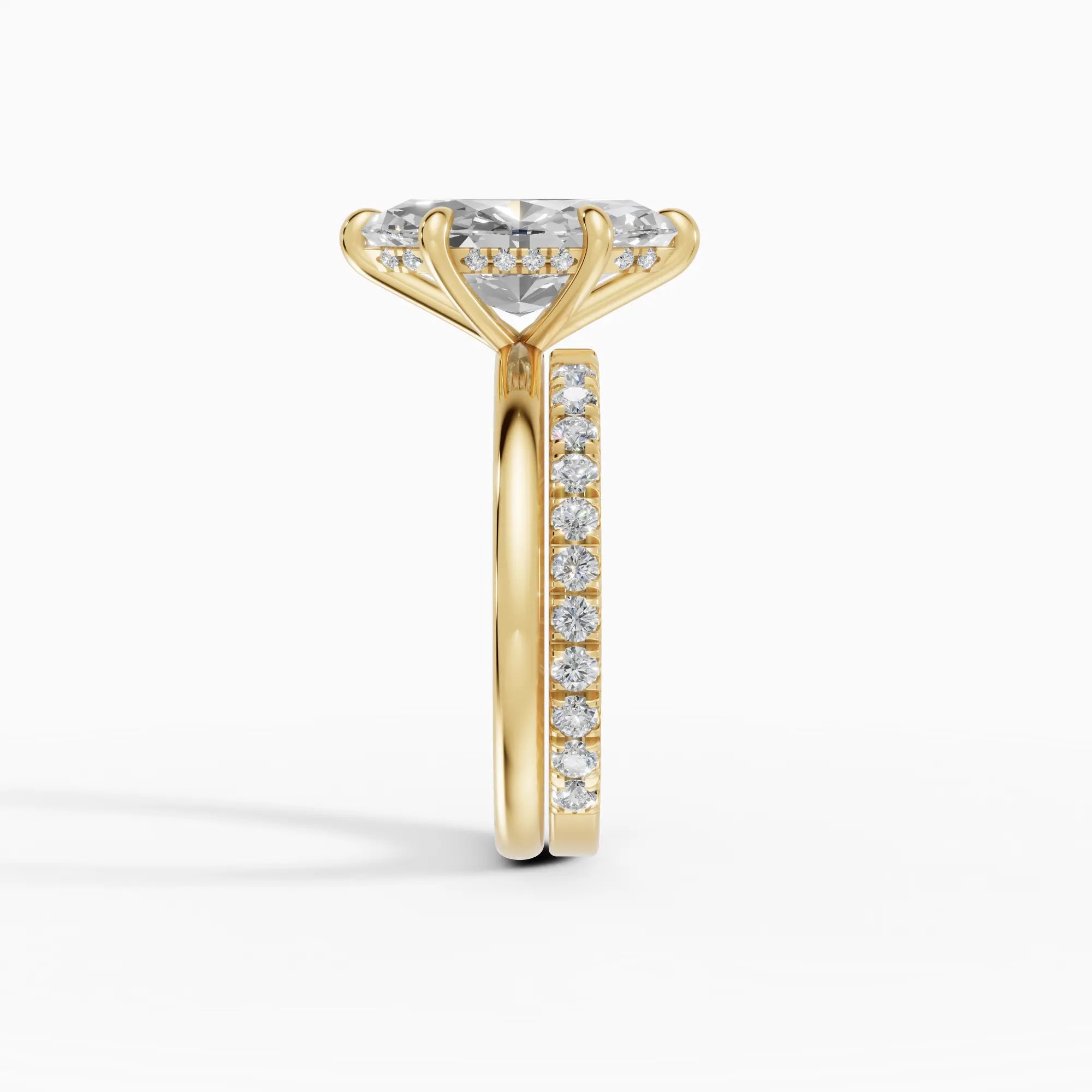 Anillo solitario halo escondido marquesa | Aurum