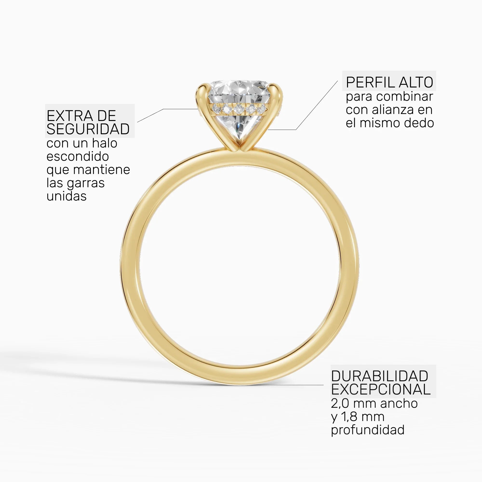 Anillo solitario halo escondido pera | Soleil