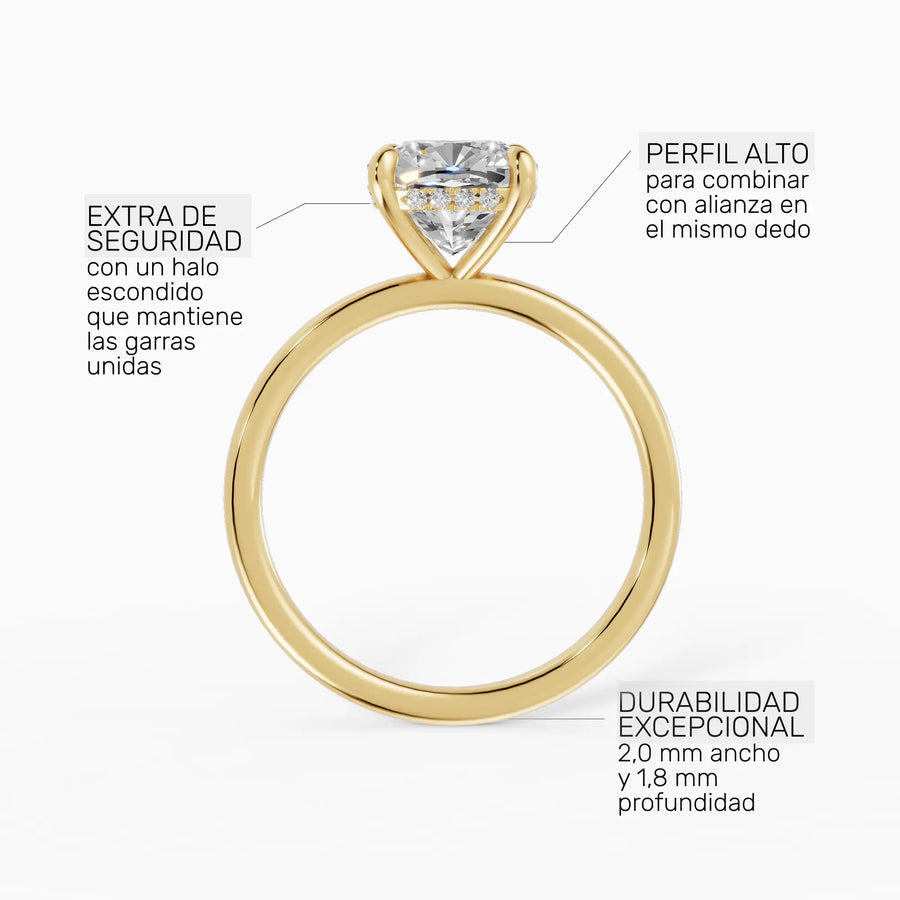 Anillo solitario halo escondido cojín | Liberté — foto 5