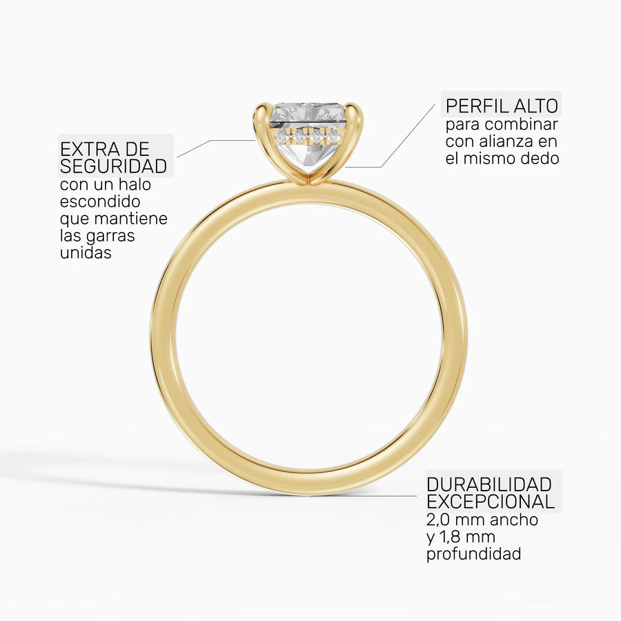 Anillo solitario halo escondido radiante | Grand — foto 5