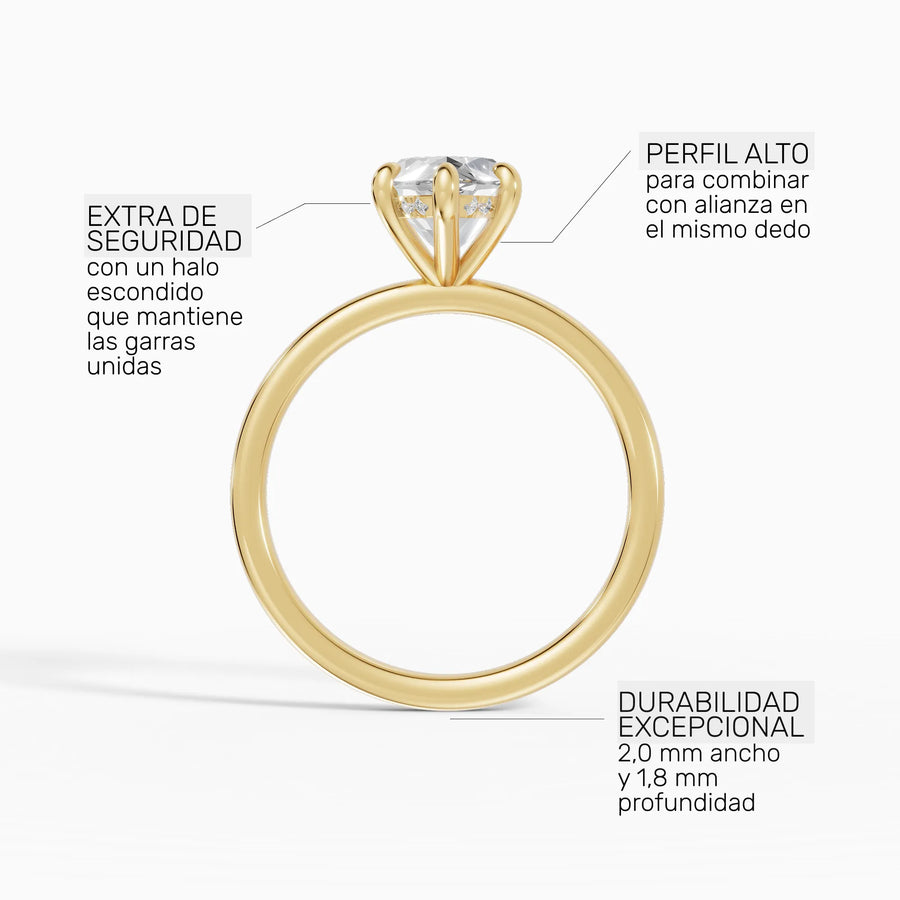 Anillo solitario halo escondido marquesa | Aurum — foto 5