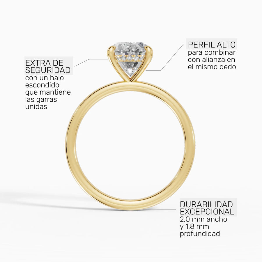 Anillo solitario halo escondido oval | Laurel — foto 5
