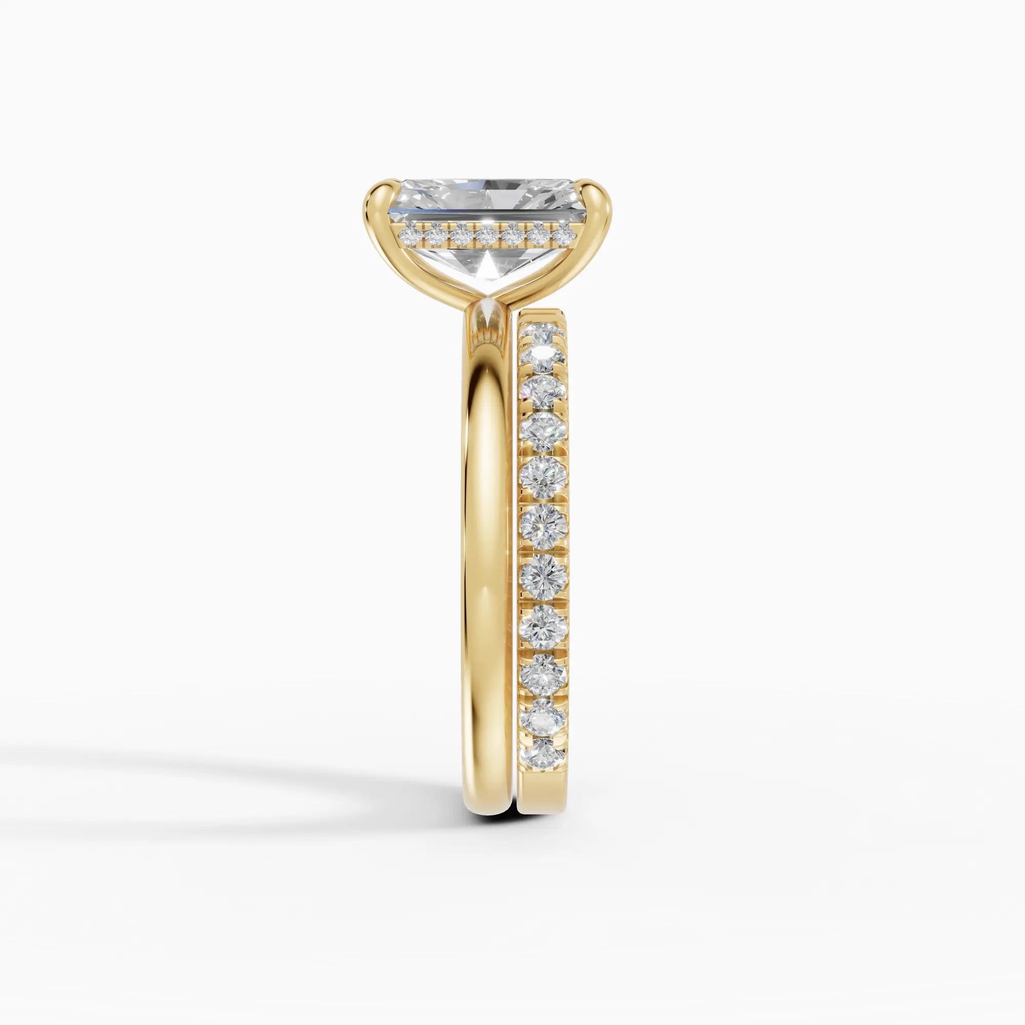 Anillo solitario halo escondido radiante | Grand